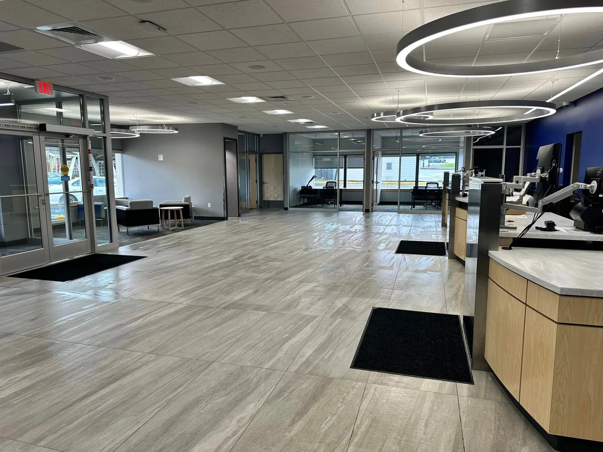 Spotless bank lobby after cleaning